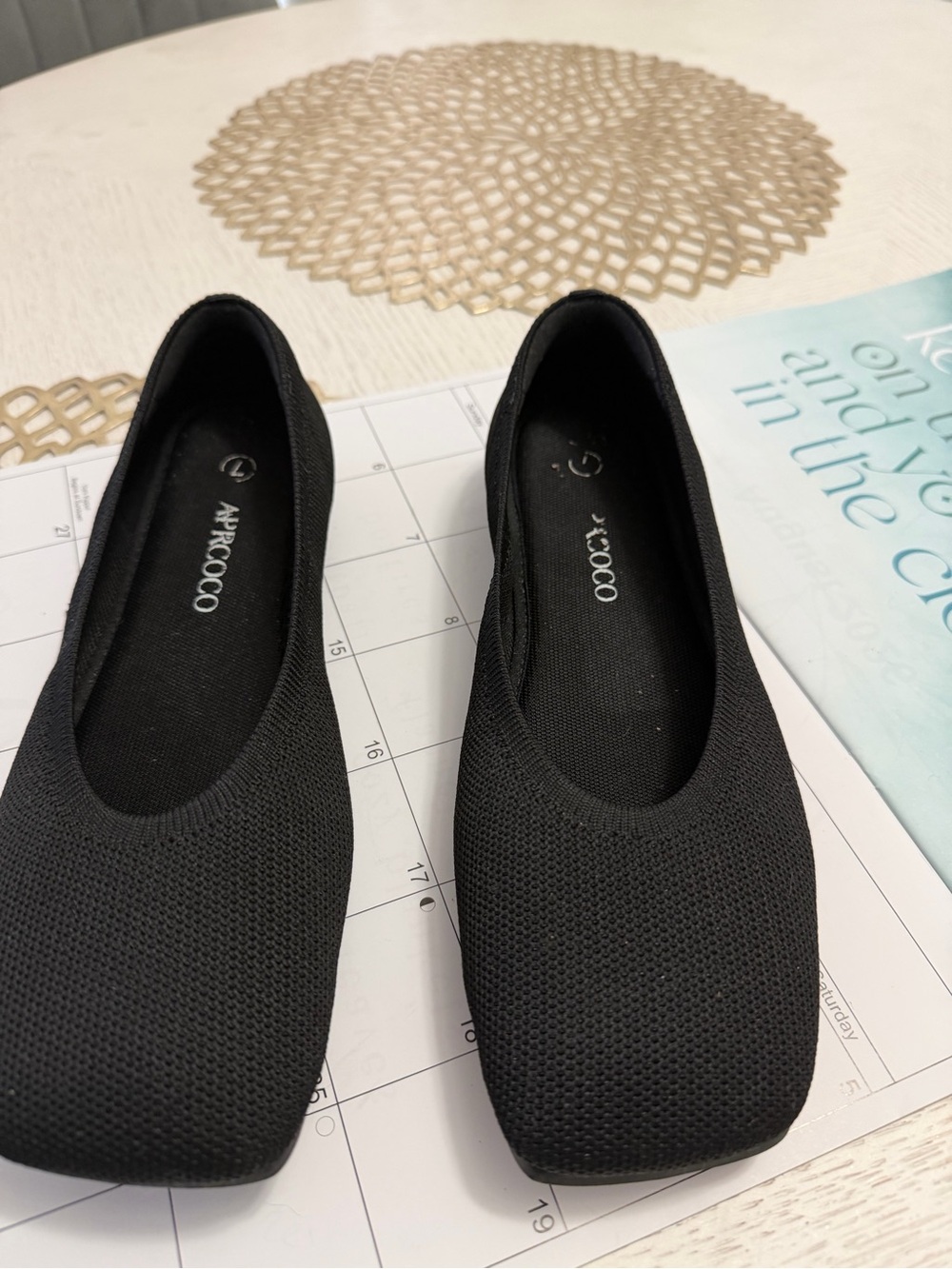 Black Knit Slip-On Flats for Women